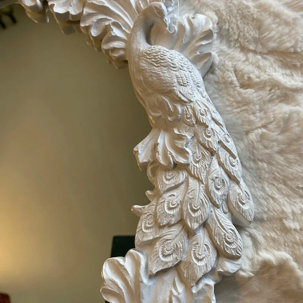 Anthropologie Regine Vanity Mirror White Ornate Flora and Fauna Design‎ NEW